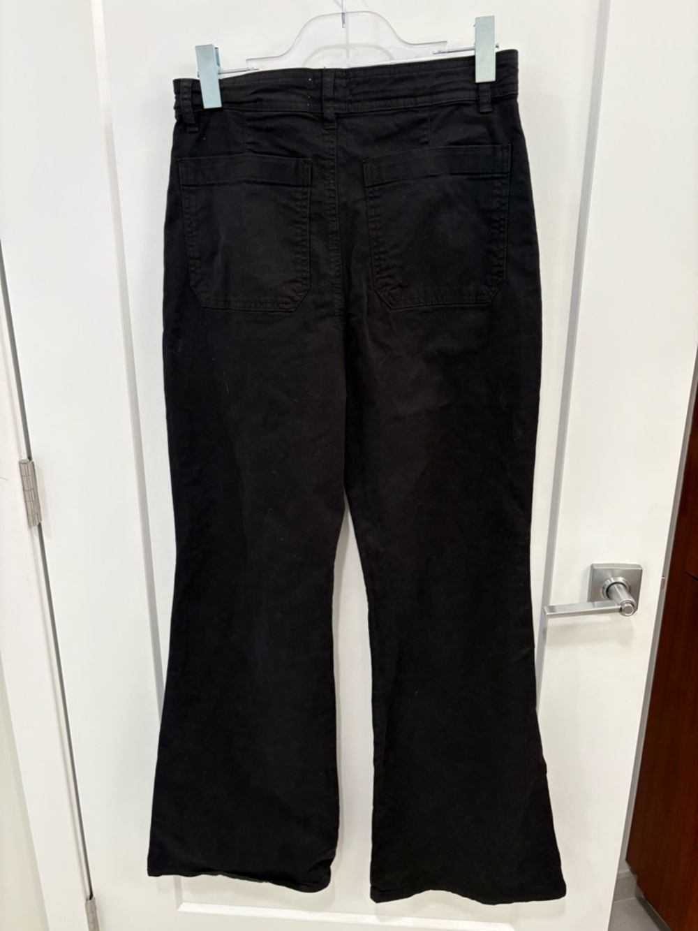 Marine Layer Black Bridget Cotton Twill High Rise Wide Leg Flared Pants Size 12 - Picture 5 of 9